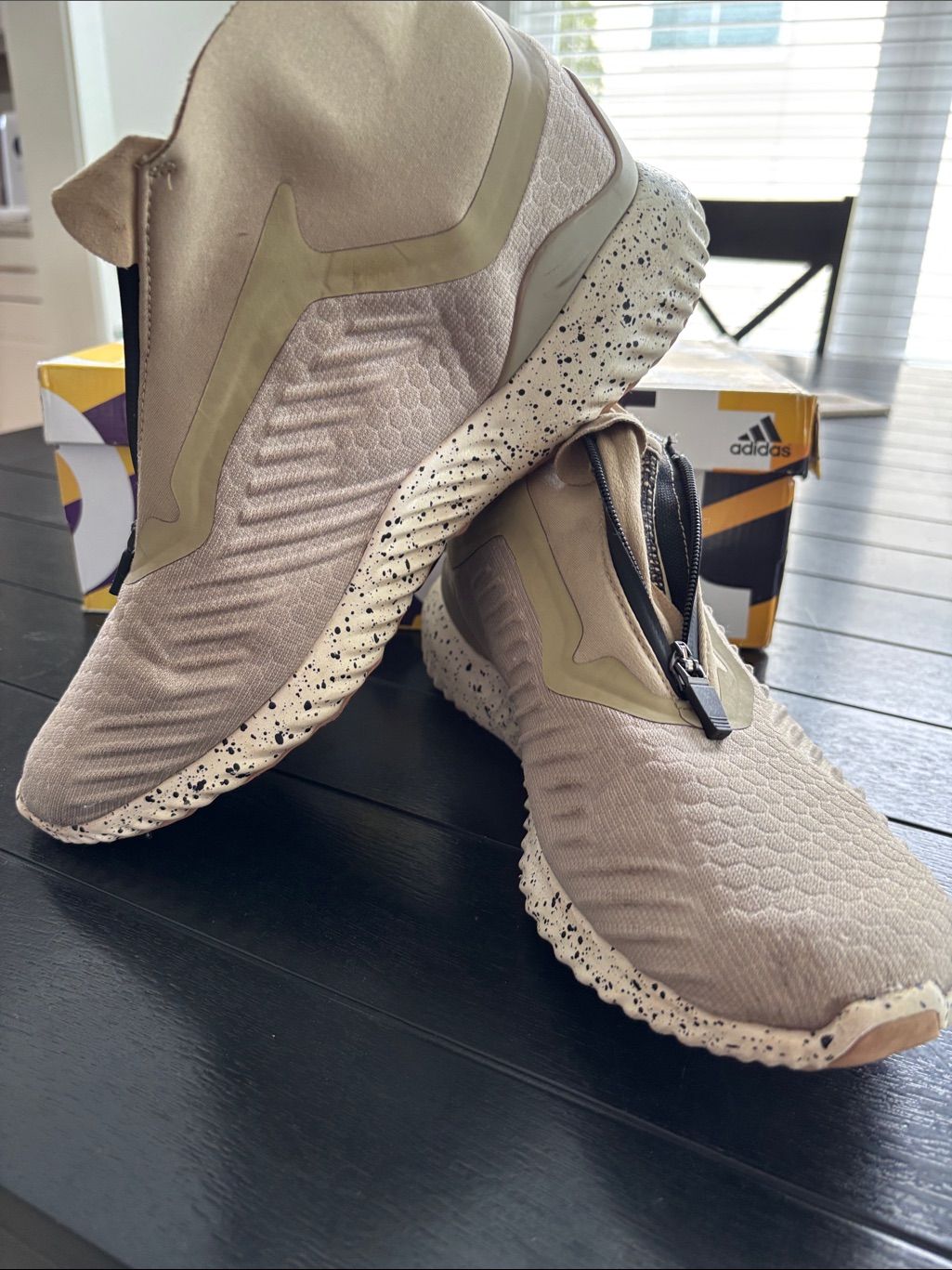 Adidas Mens Beige/Tan Slip-On Sneakers With Speckled Sole